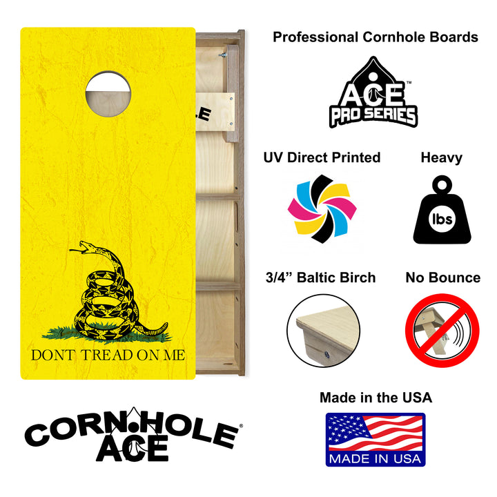 Don't Tread on Me - Gadsden Flag - Cornhole Board Set - Professional