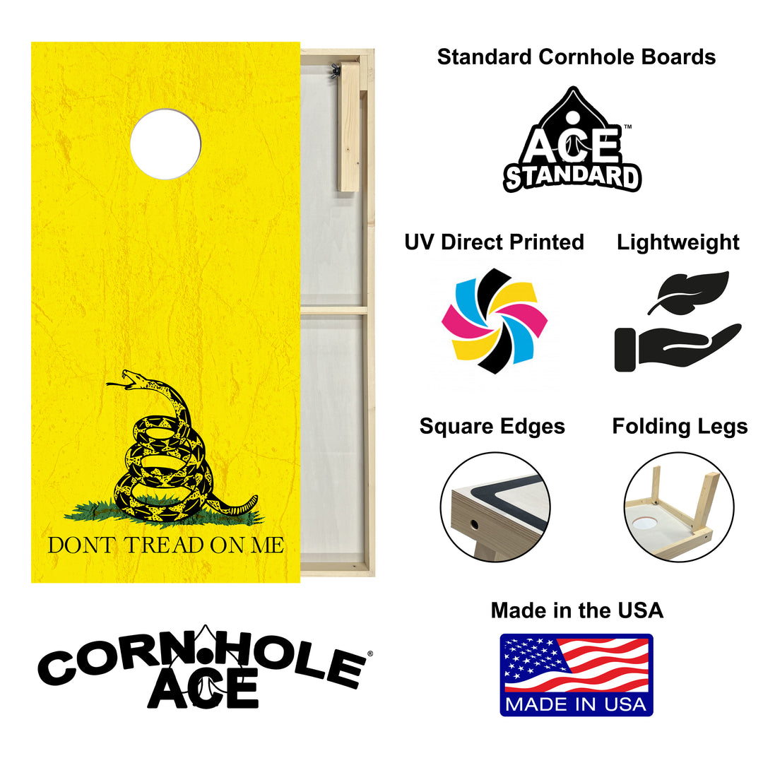 Don't Tread on Me - Gadsden Flag - Cornhole Board Set - Standard