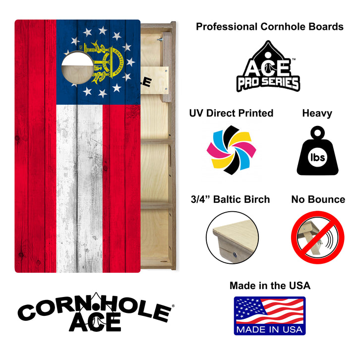 Georgia State Flag - Cornhole Board Set - Professional