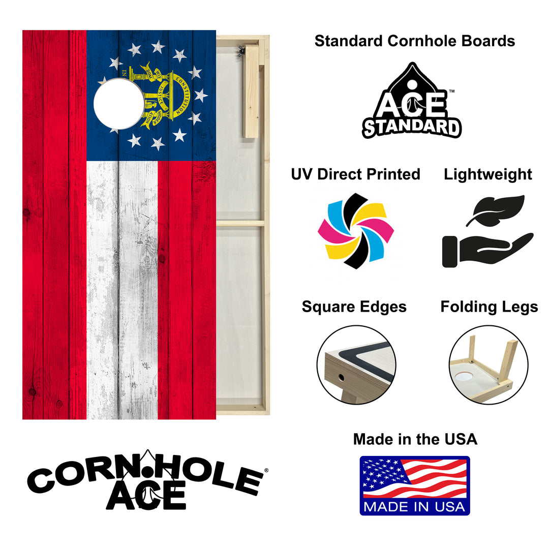 Georgia State Flag - Cornhole Board Set - Standard