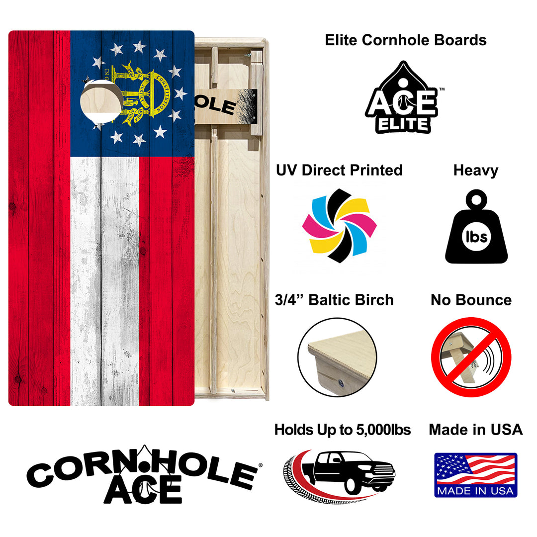 Georgia State Flag - Cornhole Board Set - Elite