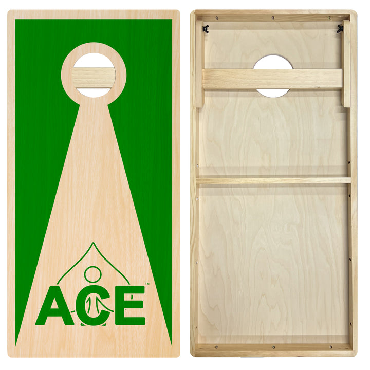 Green ACE Inverse Triangle - Cornhole Board Set - Intermediate