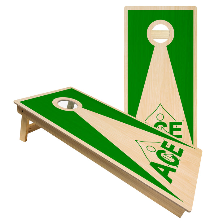 Green ACE Inverse Triangle - Cornhole Board Set - Intermediate