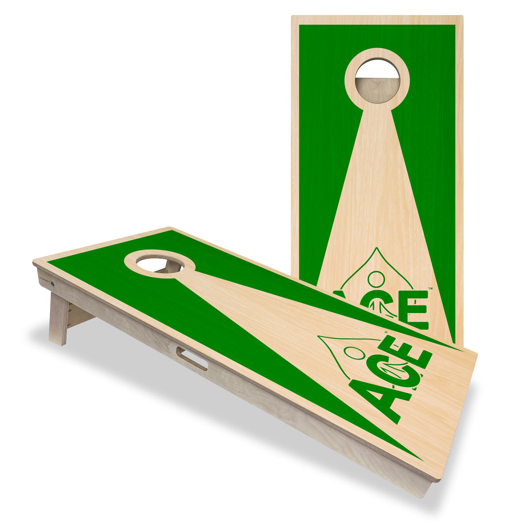 Green ACE Inverse Triangle - Cornhole Board Set - Professional