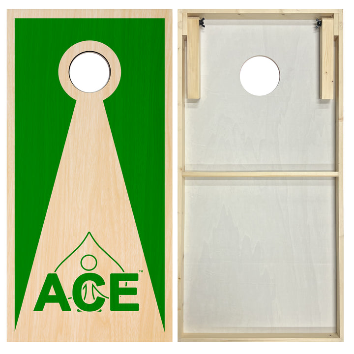 Green ACE Inverse Triangle - Cornhole Board Set - Standard