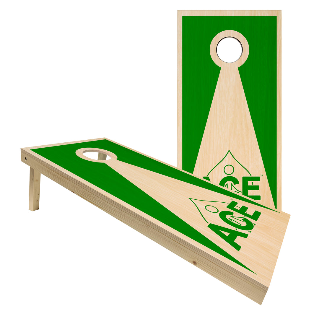 Green ACE Inverse Triangle - Cornhole Board Set - Standard