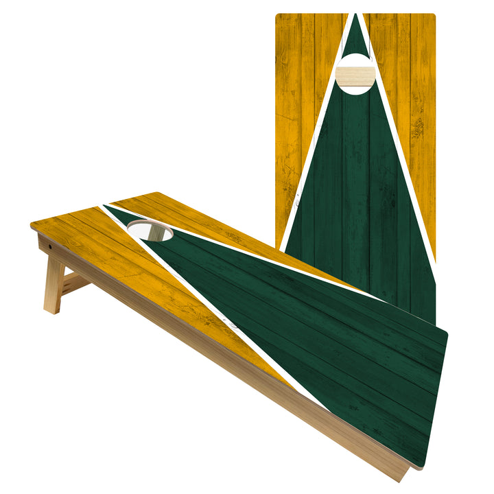 Green Bay Tailgate Triangle Design (Green and Yellow) - Cornhole Board Set - Intermediate