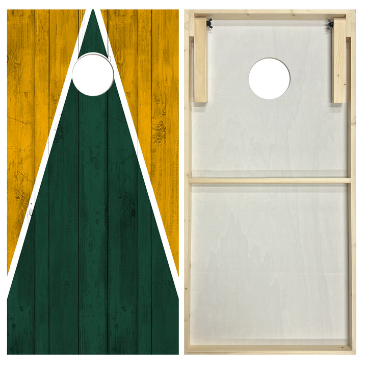 Green Bay Tailgate Triangle Design (Green and Yellow) - Cornhole Board Set - Standard