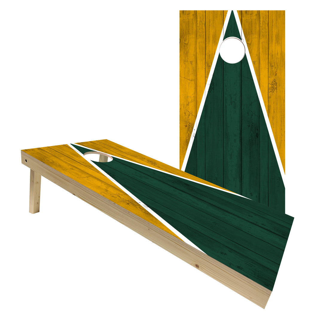 Green Bay Tailgate Triangle Design (Green and Yellow) - Cornhole Board Set - Standard