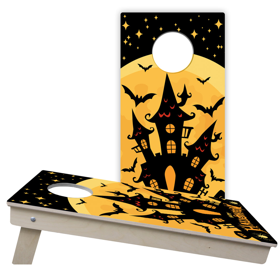 Black Haunted House - Cornhole Board Set - Tailgate