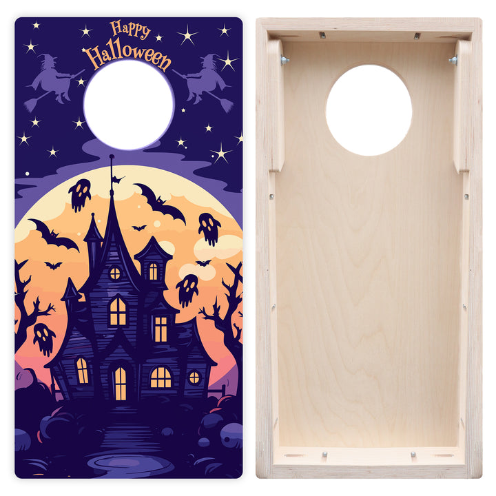 Purple Haunted House - Cornhole Board Set - Tailgate