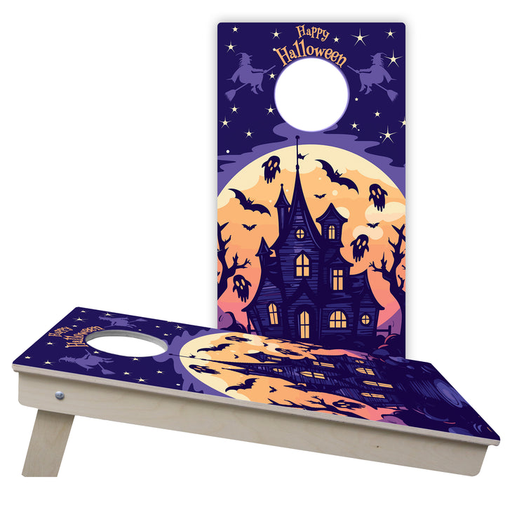 Purple Haunted House - Cornhole Board Set - Tailgate