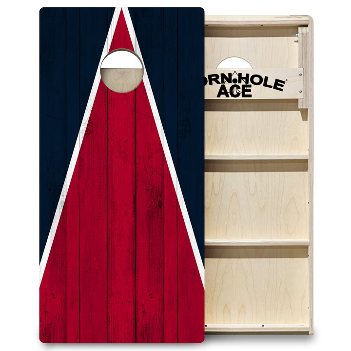 Houston Tailgate Triangle Design (Dark Blue and Red) - Cornhole Board Set - Professional