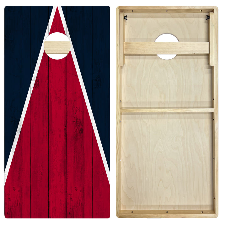 Houston Tailgate Triangle Design (Dark Blue and Red) - Cornhole Board Set - Intermediate