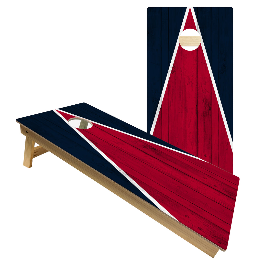 Houston Tailgate Triangle Design (Dark Blue and Red) - Cornhole Board Set - Intermediate