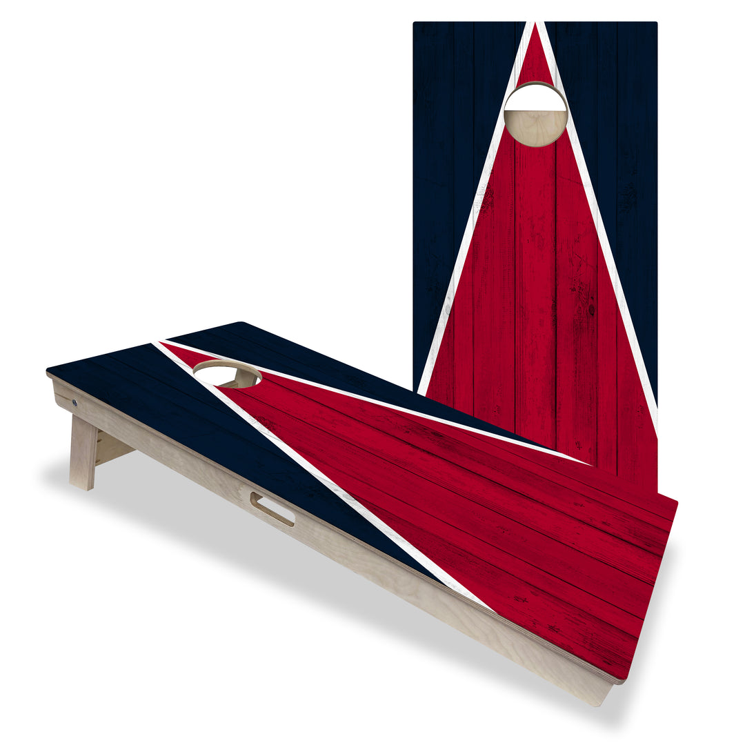 Houston Tailgate Triangle Design (Dark Blue and Red) - Cornhole Board Set - Professional