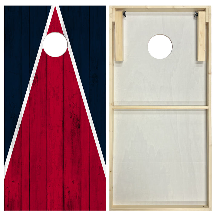 Houston Tailgate Triangle Design (Dark Blue and Red) - Cornhole Board Set - Standard