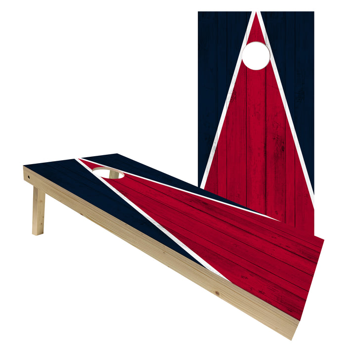 Houston Tailgate Triangle Design (Dark Blue and Red) - Cornhole Board Set - Standard