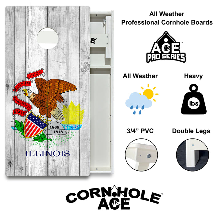 Illinois State Flag - Cornhole Board Set - All Weather