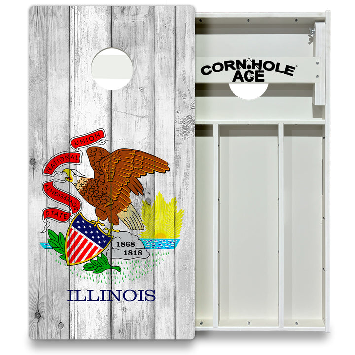 Illinois State Flag - Cornhole Board Set - All Weather