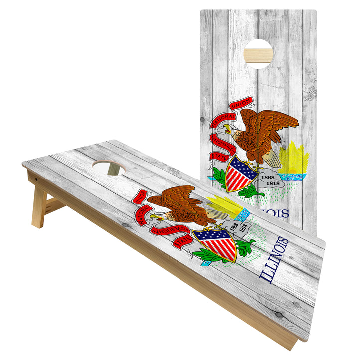 Illinois State Flag - Cornhole Board Set - Intermediate