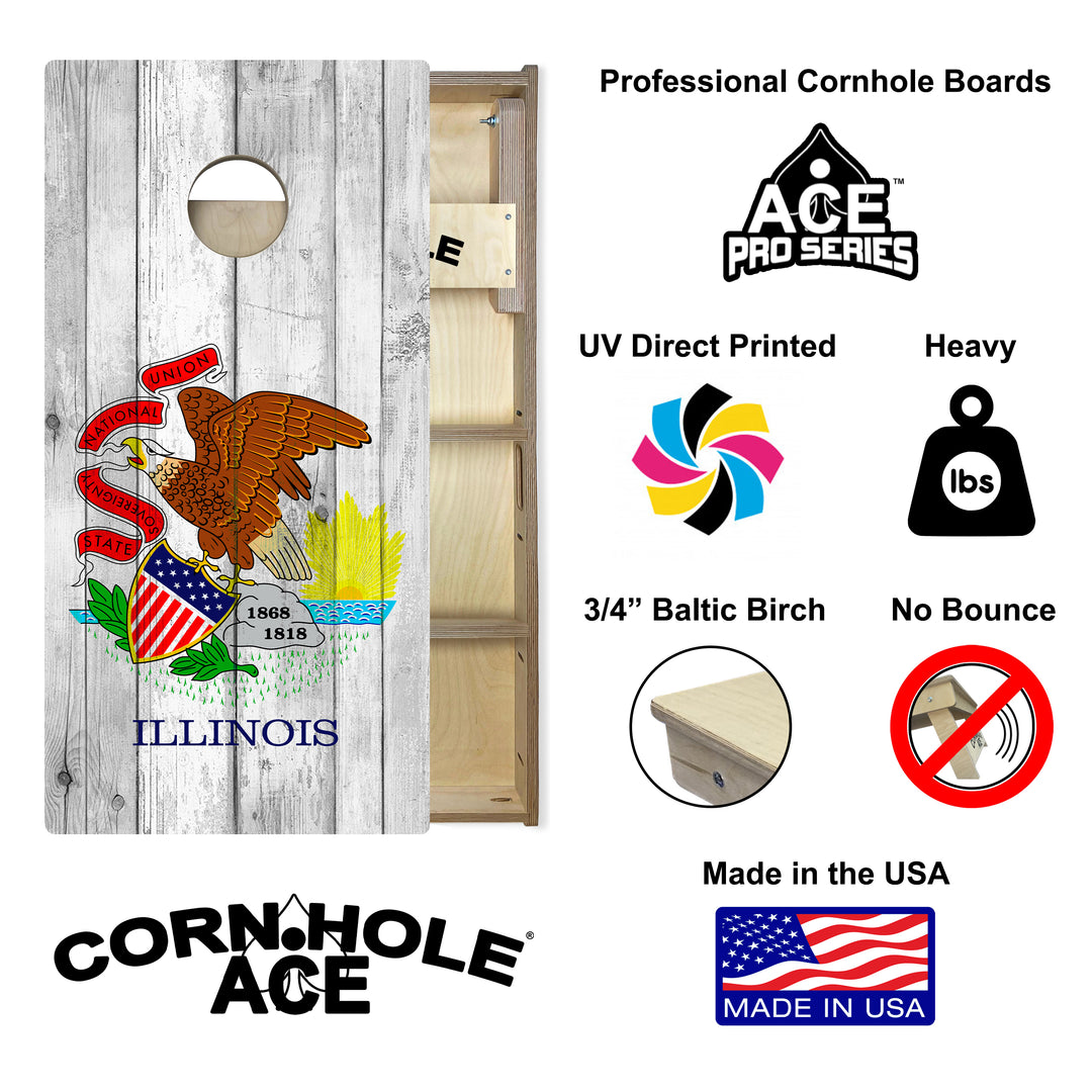 Illinois State Flag - Cornhole Board Set - Professional