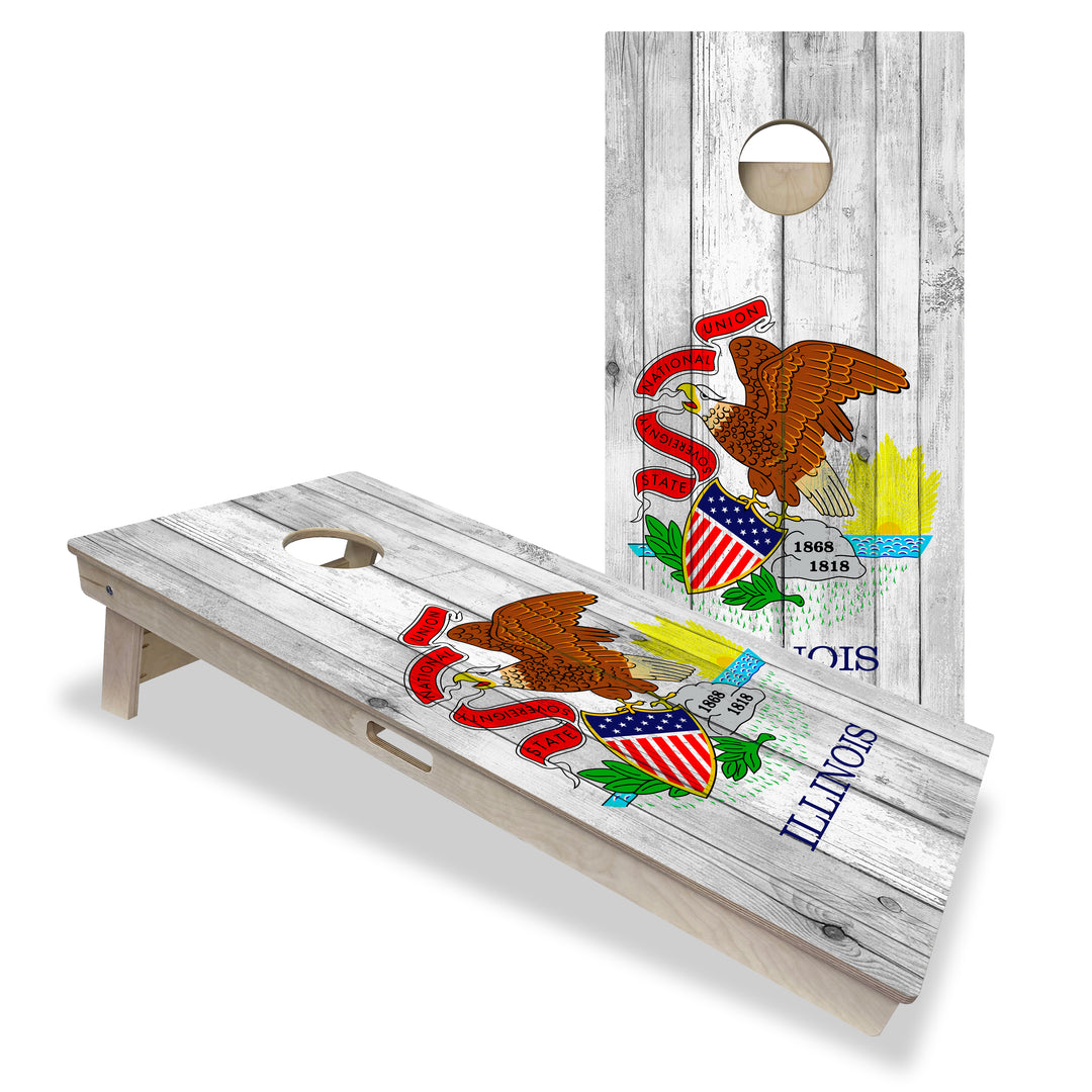 Illinois State Flag - Cornhole Board Set - Professional