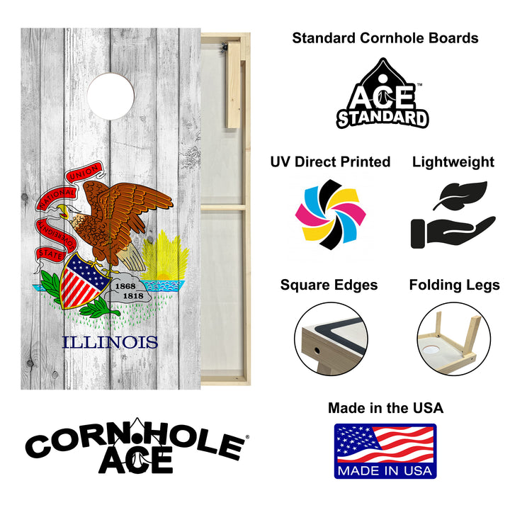 Illinois State Flag - Cornhole Board Set - Standard