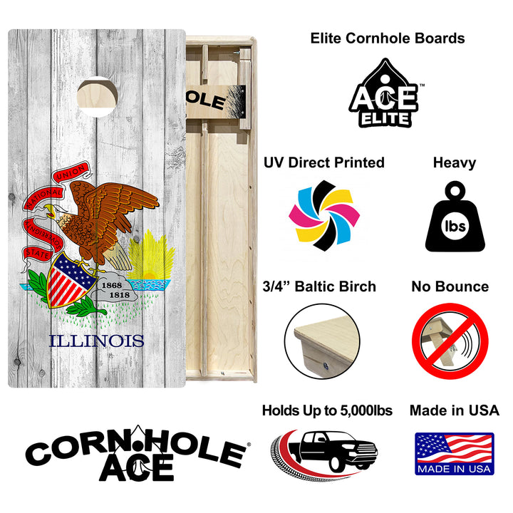 Illinois State Flag - Cornhole Board Set - Elite