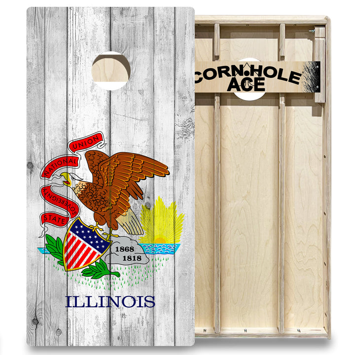 Illinois State Flag - Cornhole Board Set - Elite