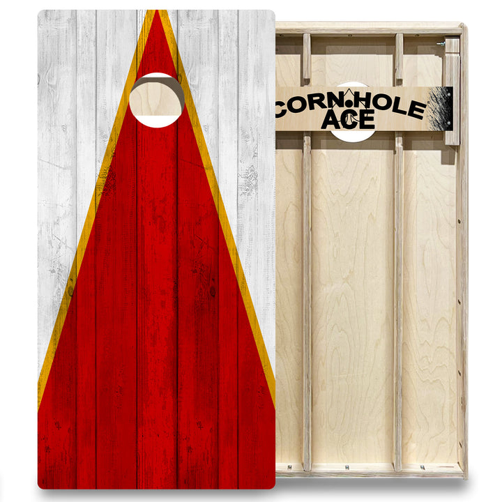 Kansas City Tailgate Triangle Design (Red and White) – Cornhole Board Set - Elite