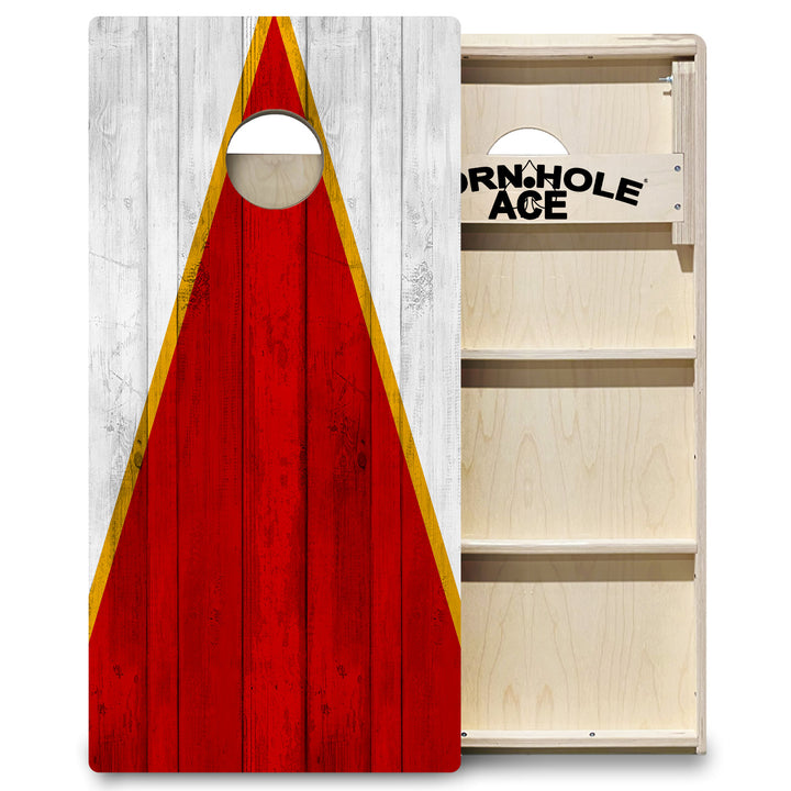 Kansas City Tailgate Triangle Design (Red and White) – Cornhole Board Set - Professional