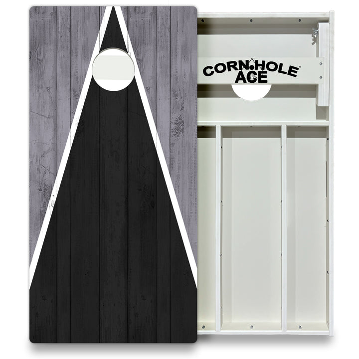 Las Vegas Tailgate Triangle Design (Black and Silver) - Cornhole Board Set - All Weather