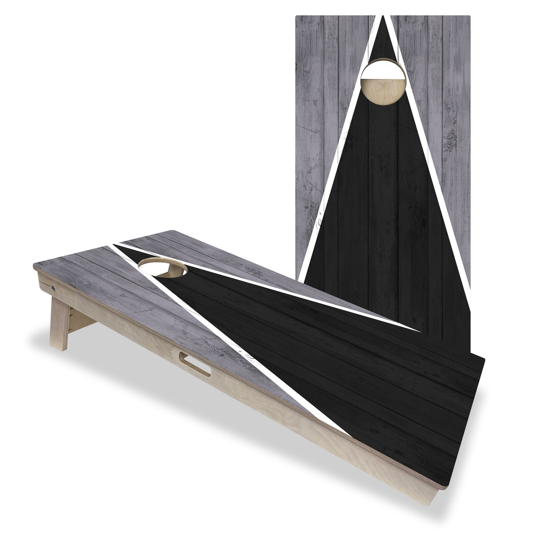 Las Vegas Tailgate Triangle Design (Black and Silver) - Cornhole Board Set - Professional