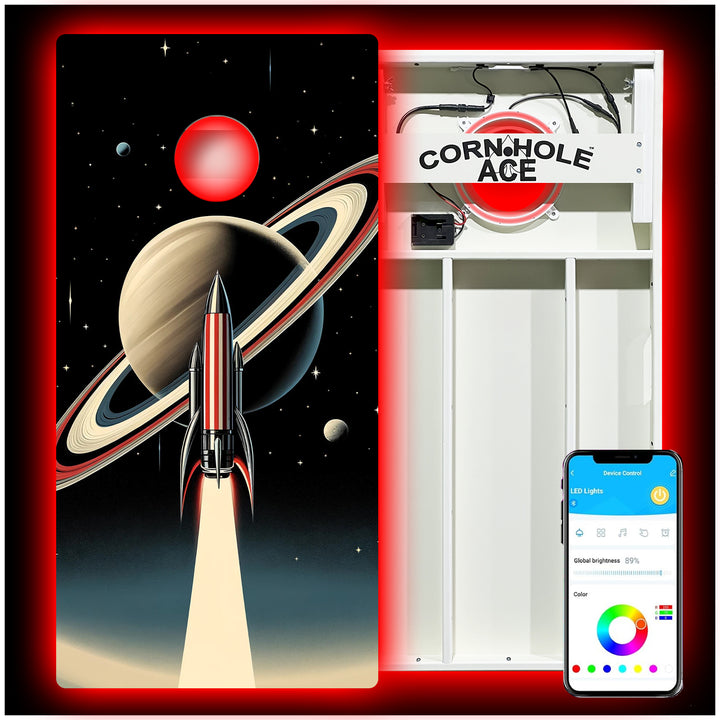 Launch to Saturn - Cornhole Board Set - All Weather - With Pro Light Kit