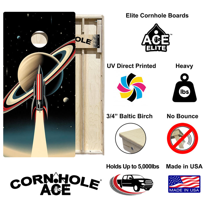 Launch to Saturn - Cornhole Board Set - Elite