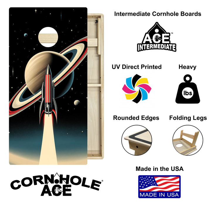 Launch to Saturn - Cornhole Board Set - Intermediate