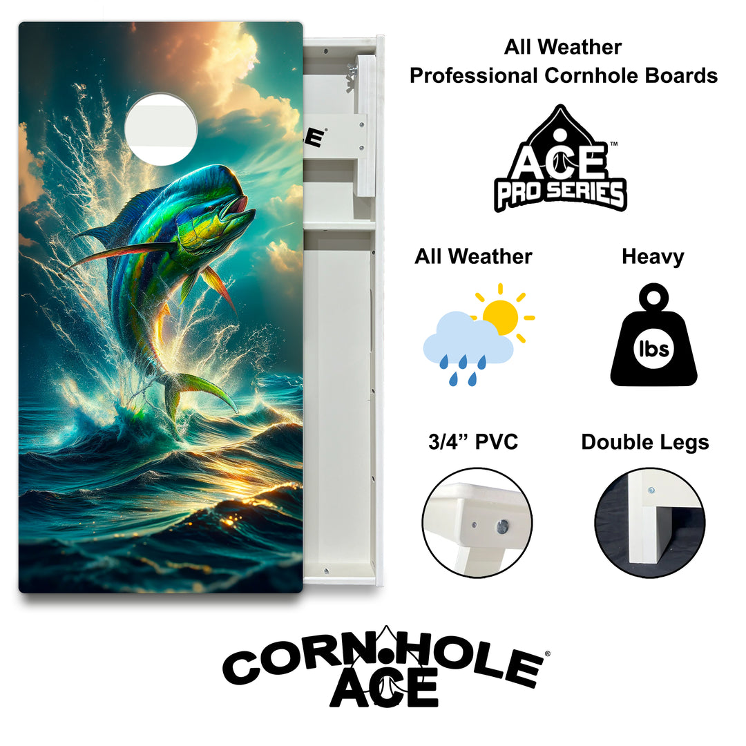 Leaping Mahi - Cornhole Board Set - All Weather