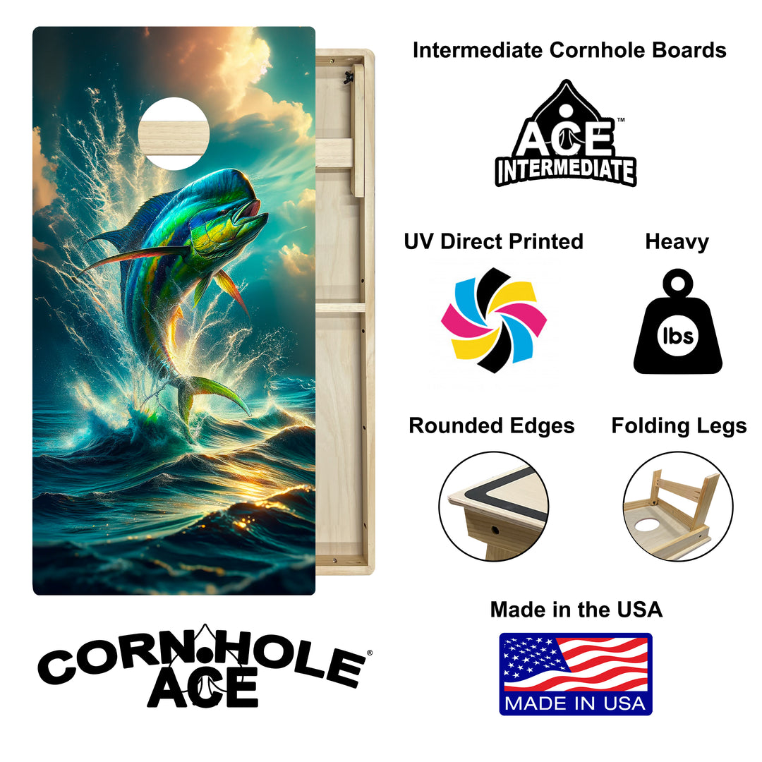 Leaping Mahi - Cornhole Board Set - Intermediate