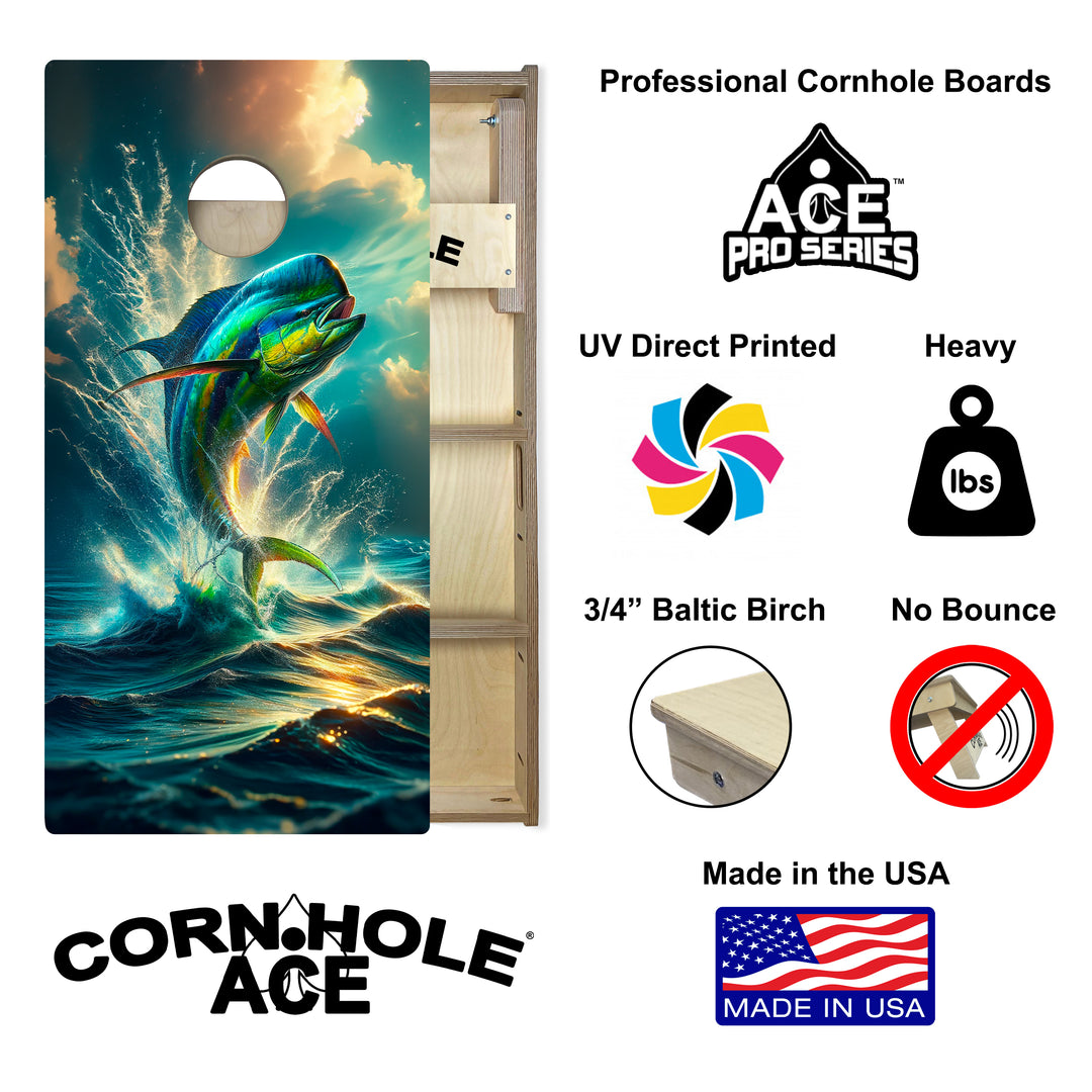 Leaping Mahi - Cornhole Board Set - Professional