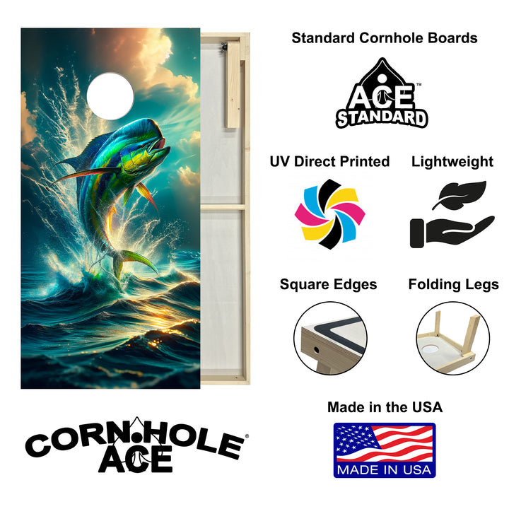 Leaping Mahi - Cornhole Board Set - Standard