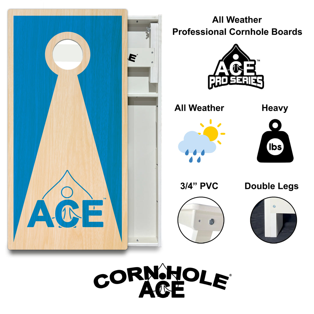 Light Blue ACE Inverse Triangle - Cornhole Board Set - All Weather