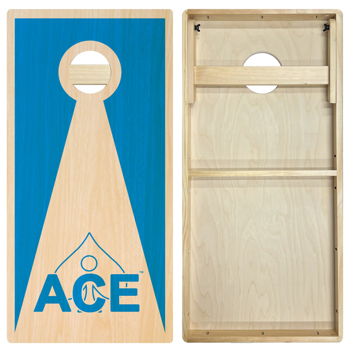 Light Blue ACE Inverse Triangle - Cornhole Board Set - Intermediate