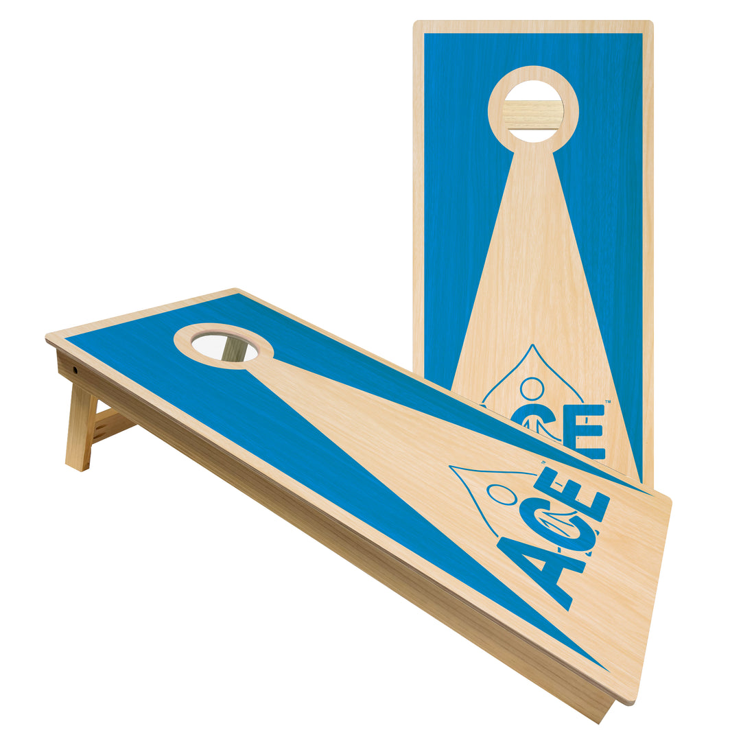 Light Blue ACE Inverse Triangle - Cornhole Board Set - Intermediate