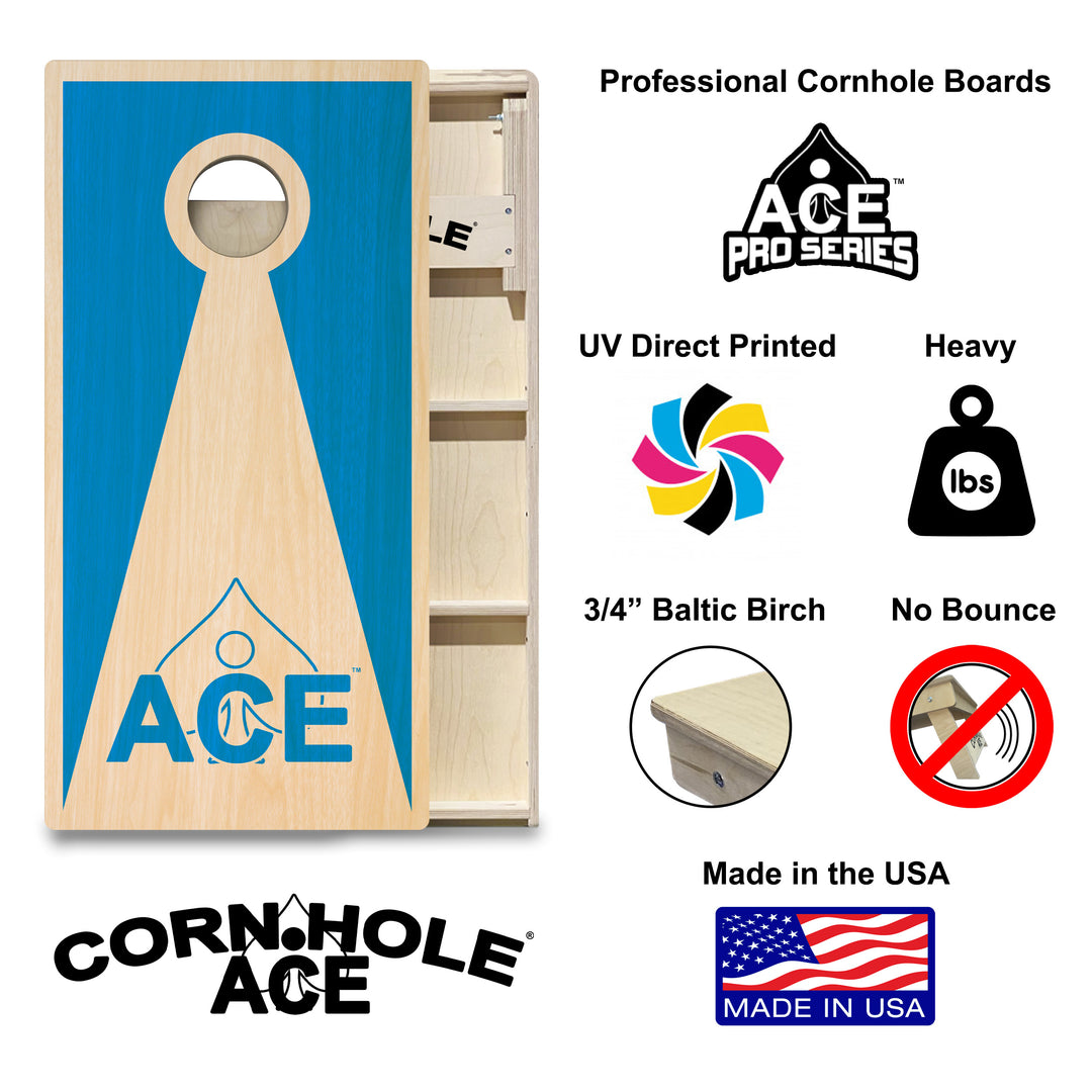 Light Blue ACE Inverse Triangle (Blemish) - Professional Cornhole Boards