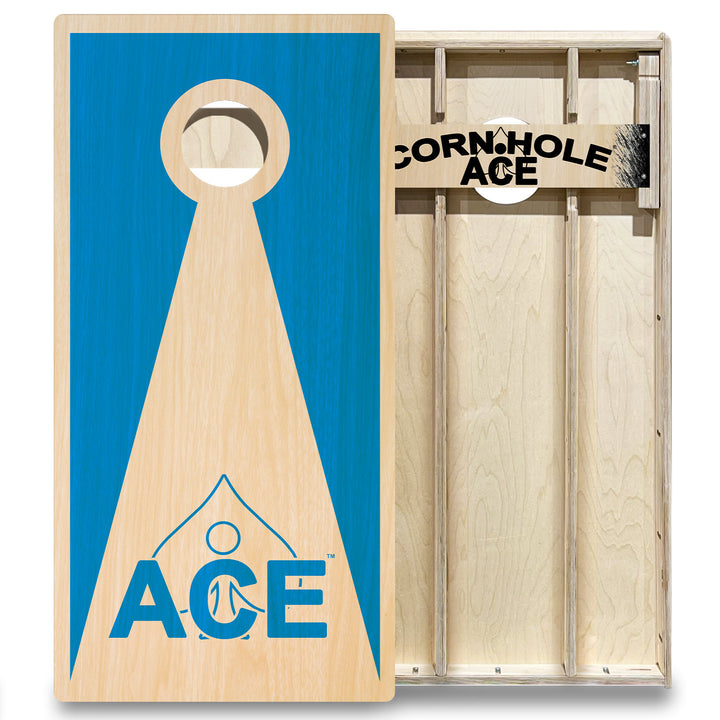 Light Blue ACE Inverse Triangle - Cornhole Board Set - Elite