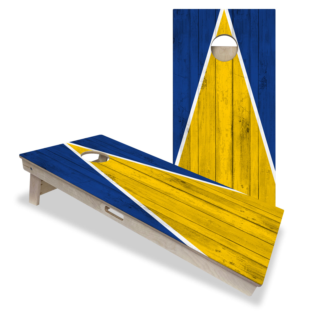 Los Angeles Tailgate Triangle Design (Blue and Yellow) - Cornhole Board Set - Professional