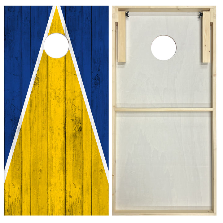 Los Angeles Tailgate Triangle Design (Blue and Yellow) - Cornhole Board Set - Standard