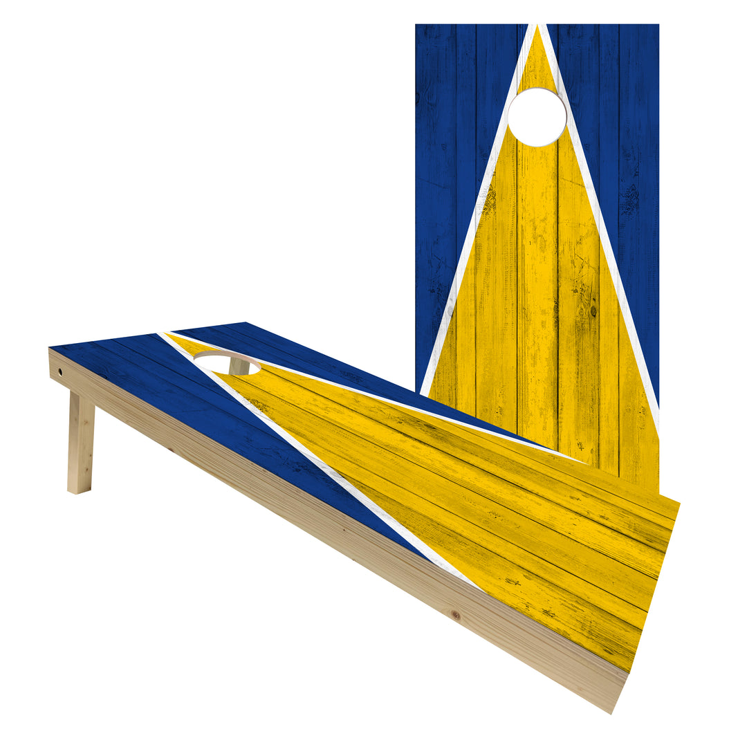 Los Angeles Tailgate Triangle Design (Blue and Yellow) - Cornhole Board Set - Standard