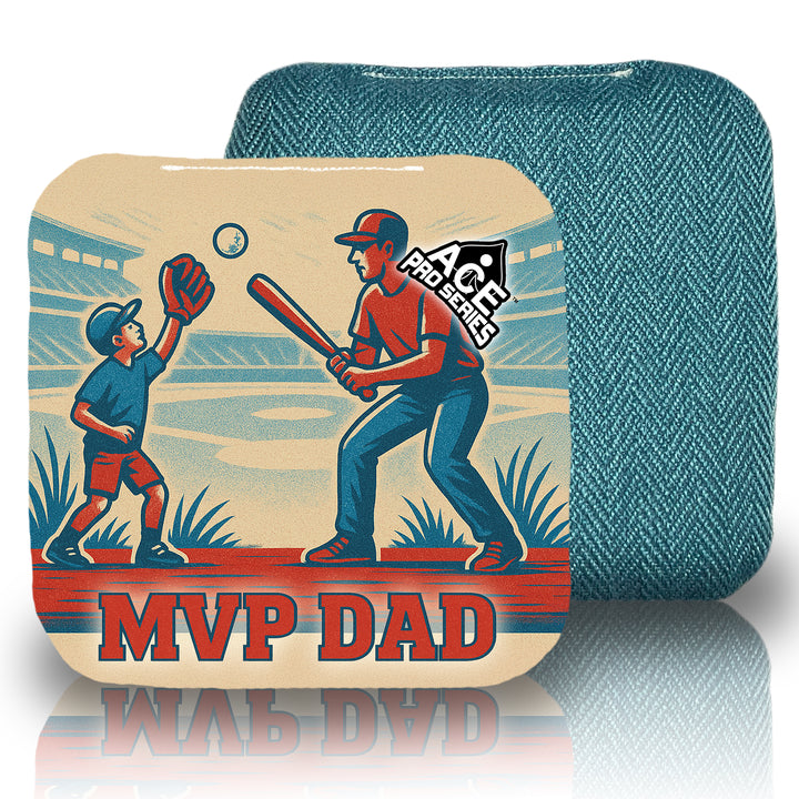 MVP Dad - Teal Carpet - ACE Pro Carpet Cornhole Bags